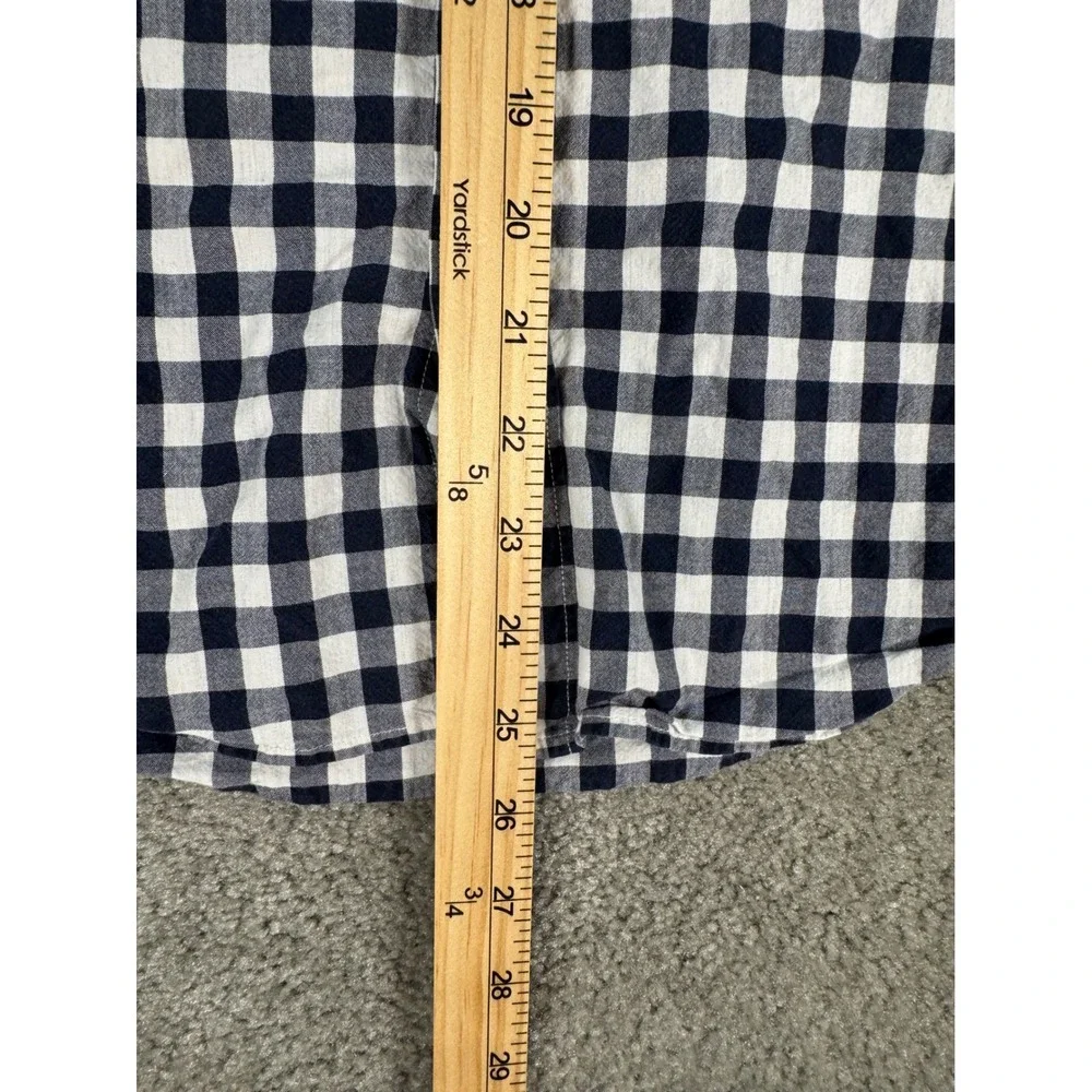 J. Crew Slim Fit Secret Wash Gingham Button Down Shirt Mens Small Navy White